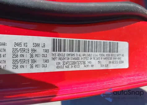 2017 Dodge Journey Crossroad Plus from USA, damaged, VIN 3C4PDCGB8HT676786